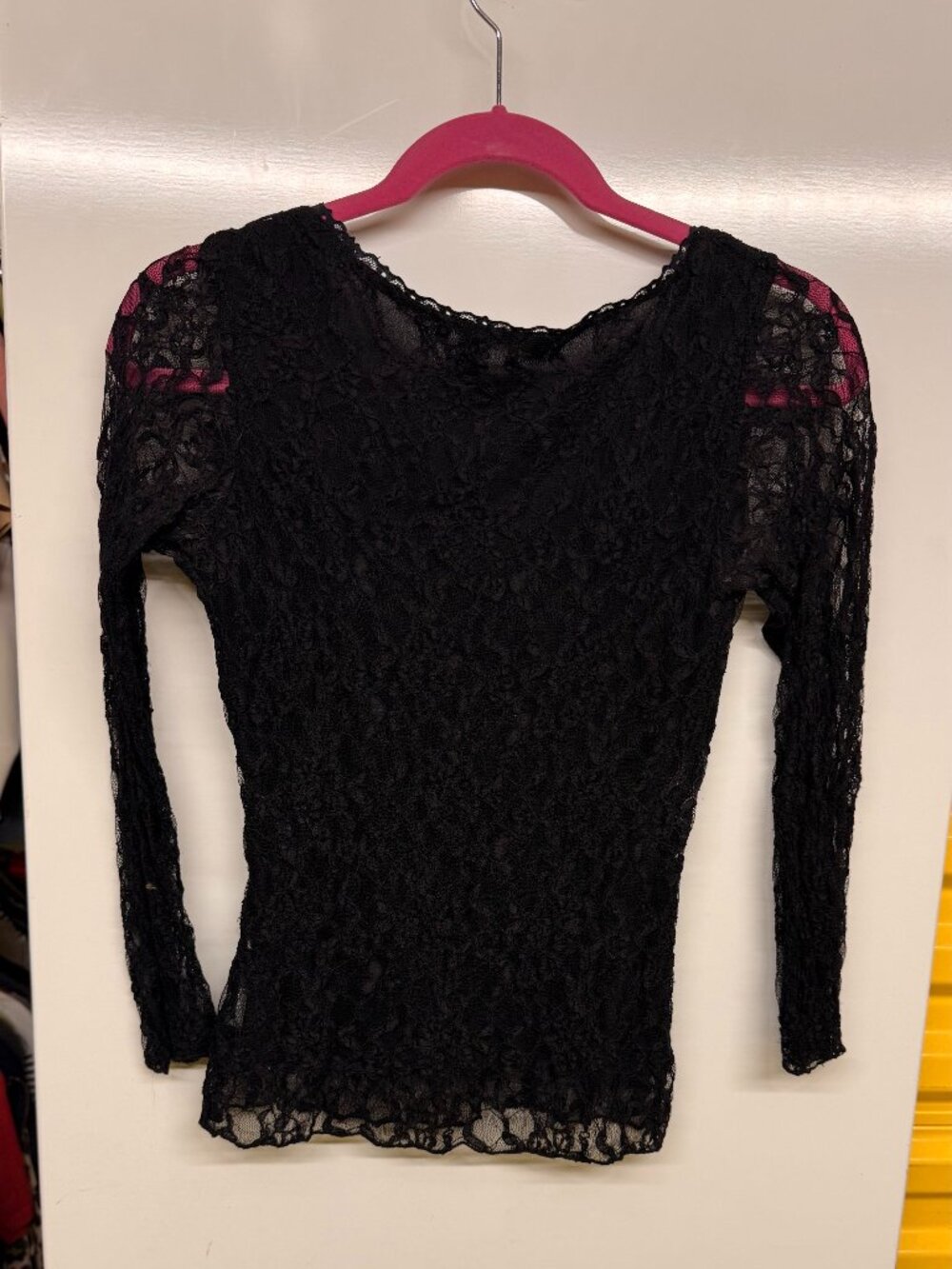 Vintage Forever 21 Black Floral Lace Long Sleeve Top - Size Small